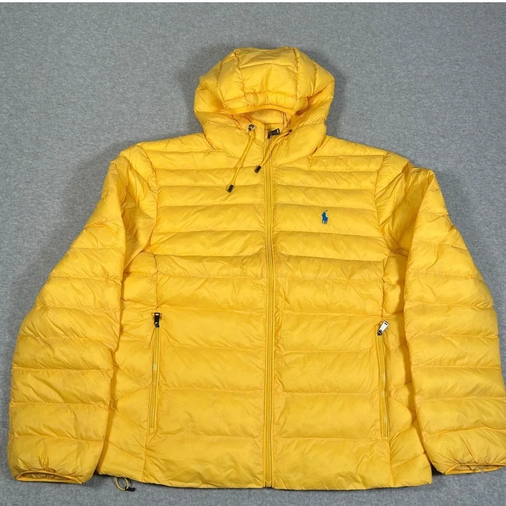 Polo Ralph Lauren Recycled‎ Nylon-terra Hood Coat Mens Medium Yellow Packable